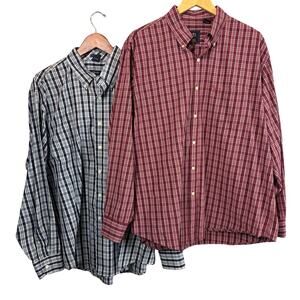 Izod Mens Plaid Button Down Dress Casual Shirt Bundle XL Saltwater Heritage